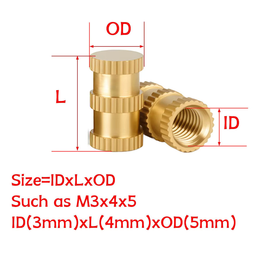 YUEYUN QING Messing Wärmeinsätze für 3D-Drucker, Blindmuttern für Hot Melt Molding und Injektion, Farbe: Gold/Messing - Bild 2