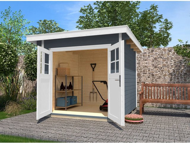 WEKA Gartenhaus Casa Gr. 4 aus Holz in Grau mit Vordach und Boden B/H/T: 356 x 224 x 295 cm - Bild 1