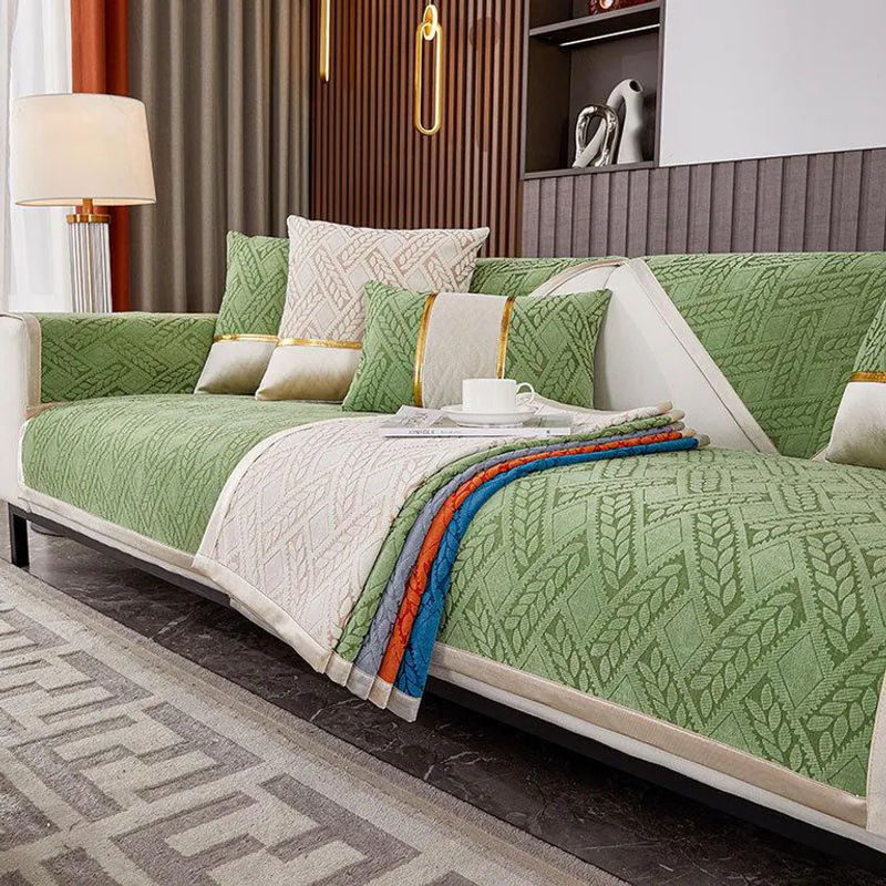 Chenille-Sofakissen mit geometrischem Weizenohr-Design, rutschfester Sofabezug für alle Jahreszeiten, B/B: 70 x 70 cm - Bild 2