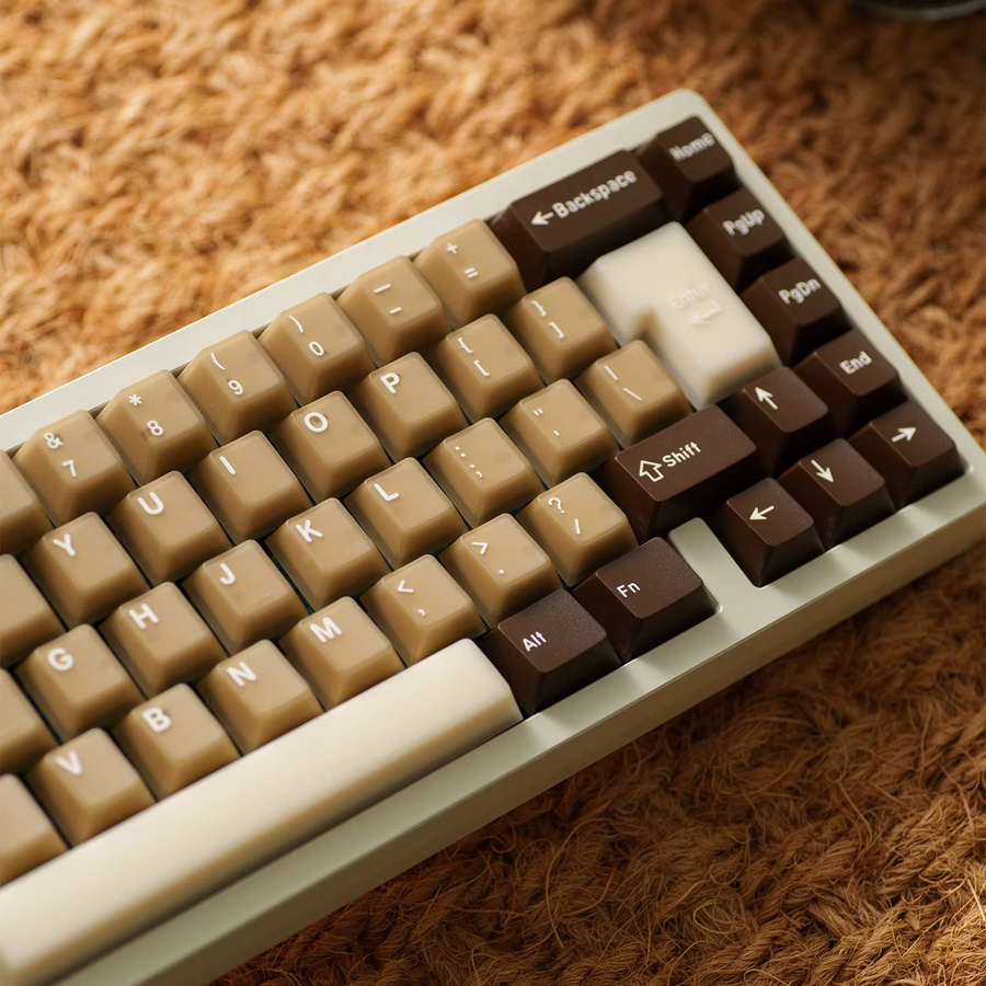 Venit Keys Latte Coffee Keycaps Cherry Profile Double Shot PBT PC für Alice Layout Mechanische Tastatur, Braun und Beige, 164 Tasten, Translucent - Bild 6