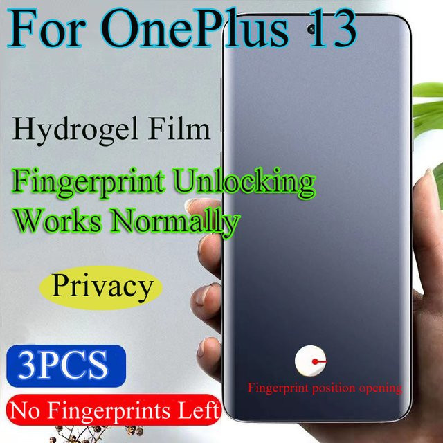 Privatsphäre Hydrogel Schutzfolie für OnePlus 13 und OnePlus 13T, transparent, kompatibel mit Fingerabdrucksensor - Bild 1