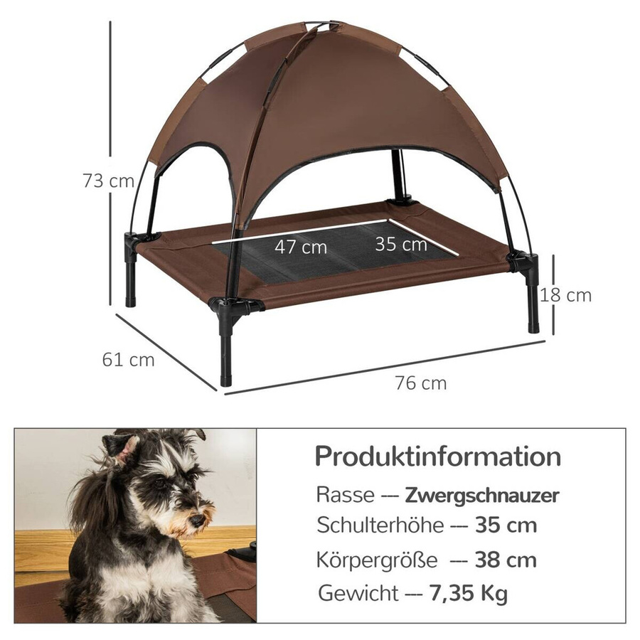 PawHut Hundesofa in Schwarz und Braun mit abnehmbarem Bezug und erhöhtem Boden, B/H/L: 61 x 76 x 73 cm - Bild 3