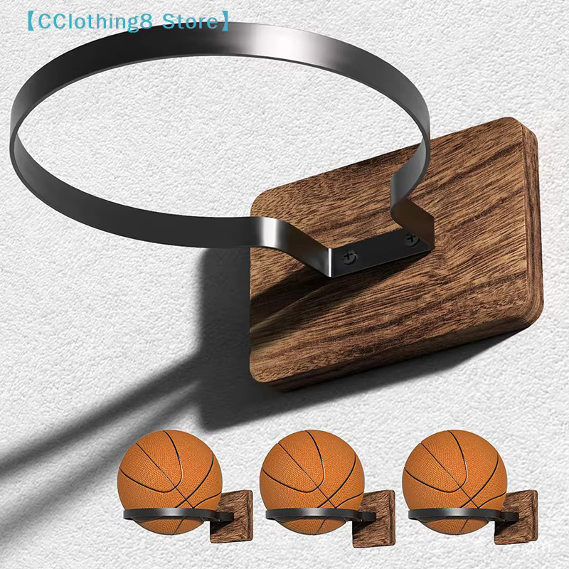 Basketball-Wandhalterung von AliS8 aus Holz und Metall in Braun zur Ball-Präsentation und Aufbewahrung - Bild 5