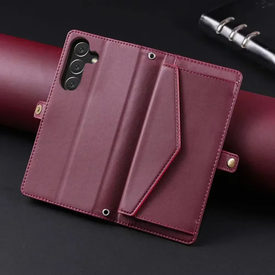 Leder Umhängetasche Wallet Cover für Samsung Galaxy S25 Ultra S24 S23 FE Plus A16 A26 A36 A56 A15 A25 A35 A55 A14 A24 A34 A54 in Pink - Bild 4