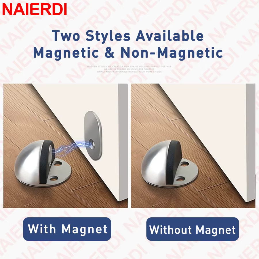 NAIERDI Edelstahl-Türstopper in Silber, nagelfreier magnetischer Türhalter mit nicht-magnetischer Option - Bild 2