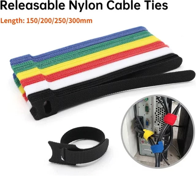 Wiederverwendbare Nylon-Kabelbinder in Weiß für Kabelmanagement und Organisation von Maus, Kopfhörer und Zubehör - Bild 1