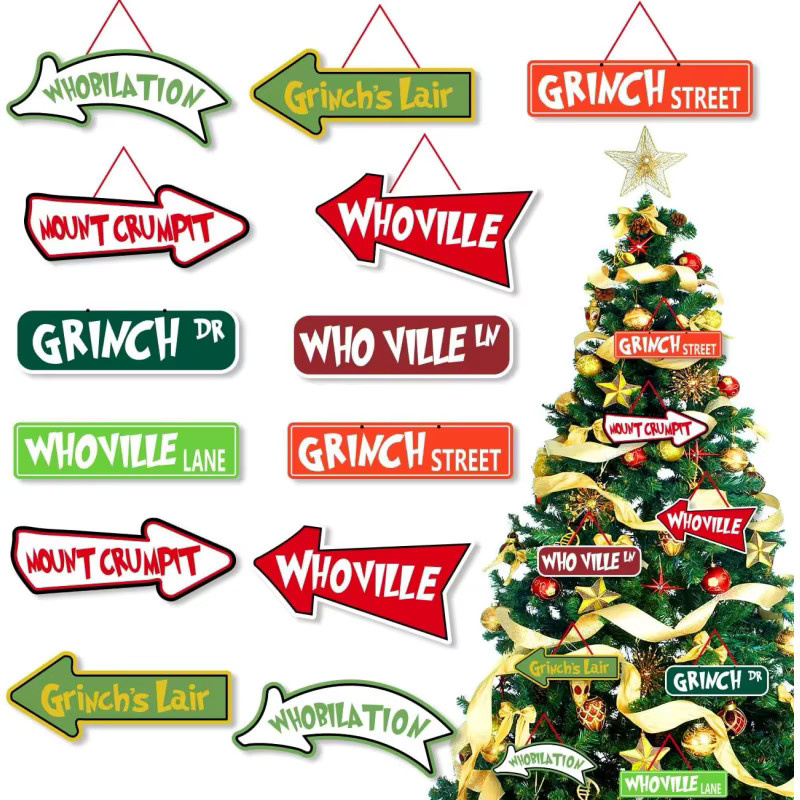 Greench Whoville Weihnachtsbaumschmuck Set aus Papierkarten mit Lettering, 16 Stück, Mehrfarbig - Bild 4