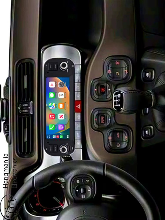 Android 15 Multimedia Autoradio mit GPS Navigation und drahtlosem CarPlay für Fiat Panda 2013-2020, Schwarz - Bild 5