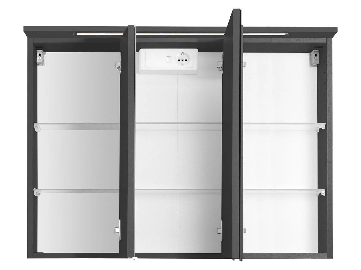 HELD Bologna 3D Spiegelschrank mit LED-Einbauleuchte in Graphitgrau, Breite: 90 cm - Bild 2
