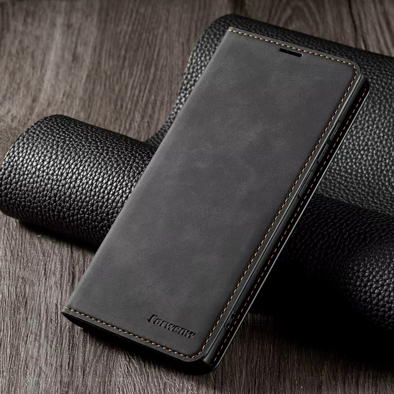Magnetische Leder-Brieftasche für Samsung Galaxy S24 Ultra und S24 Plus in Schwarz mit Fotorahmen und Kartenfach - Bild 5