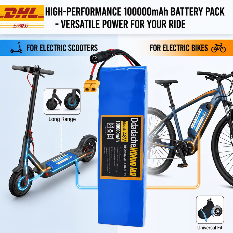 Ddadache Lithium-Ionen-Akku 48V 100Ah 2000W 13S3P in Blau mit BMS für 48V-Motoren - Bild 7