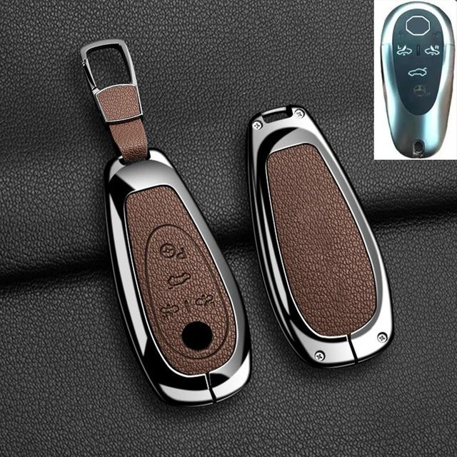 Schutzhülle für Morris Garages MG Cyberster Smart Key Fob aus Zinklegierung und echtem Leder in Braun von YTO automobile parts - Bild 1