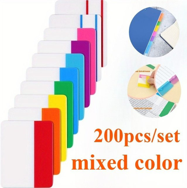 200 Stück selbstklebende Indexaufkleber in 10 Farben, beschreibbare und neu positionierbare Seitenmarker zur Organisation deiner Dokumente, Multicolor - Bild 1