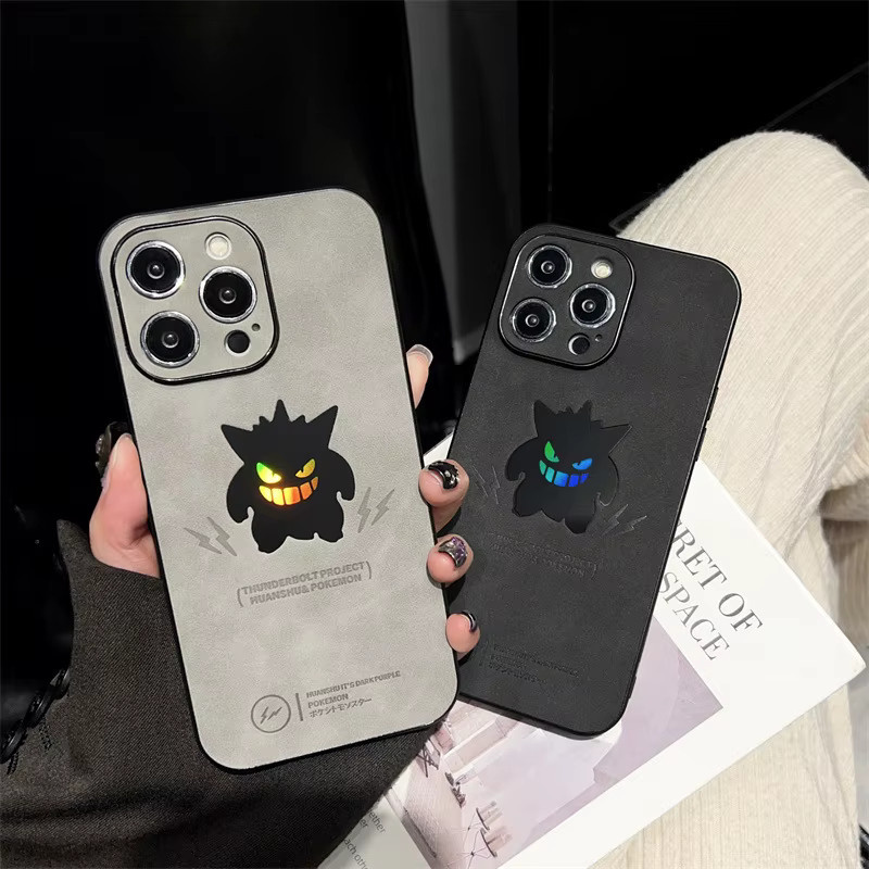 Potdemiel Gengar Handyhülle aus Kunstleder mit Laser-Design für iPhone, Farbe: Grau - Bild 1