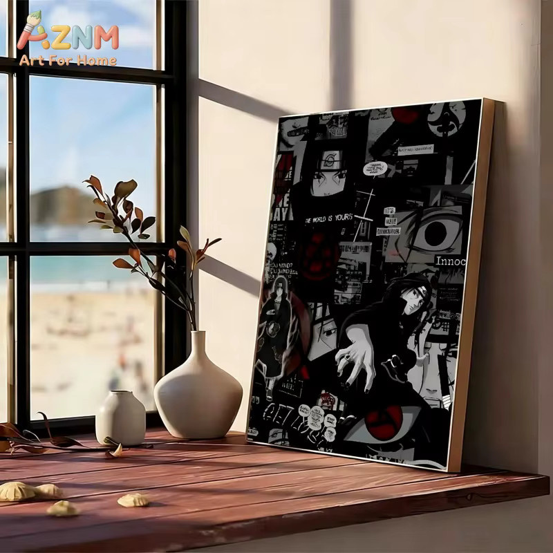 KAYOU Naruto Anime Wandkunst Poster mit Uchiha Itachi und Pain Akatsuki als Schwarz-Weiß Leinwanddruck - Bild 2
