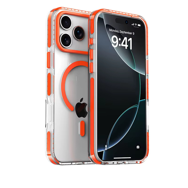 Transparente MagSafe Magnetische Drahtlose Lade Schutzhülle mit blauem PE-Streifen Design für iPhone 17 Air 16 Pro Max 15 14 13 12 - Bild 6