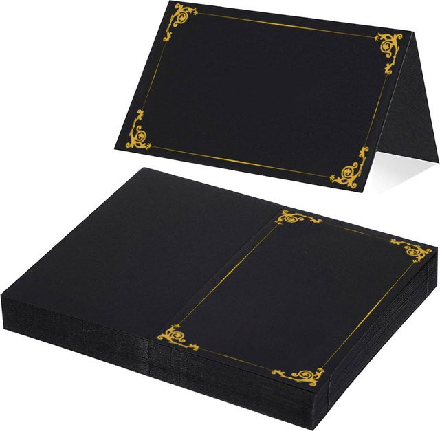 Schwarze Tischkarten mit Halb-Falten-Design für Hochzeiten und Partys aus Papier - Bild 1