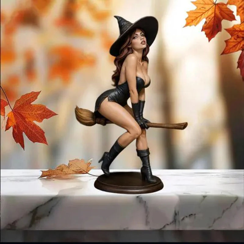 Hello Garden Gothic Hexe Figur aus Kunstharz, handbemalt, Schwarz, Höhe: 15 cm - Bild 9