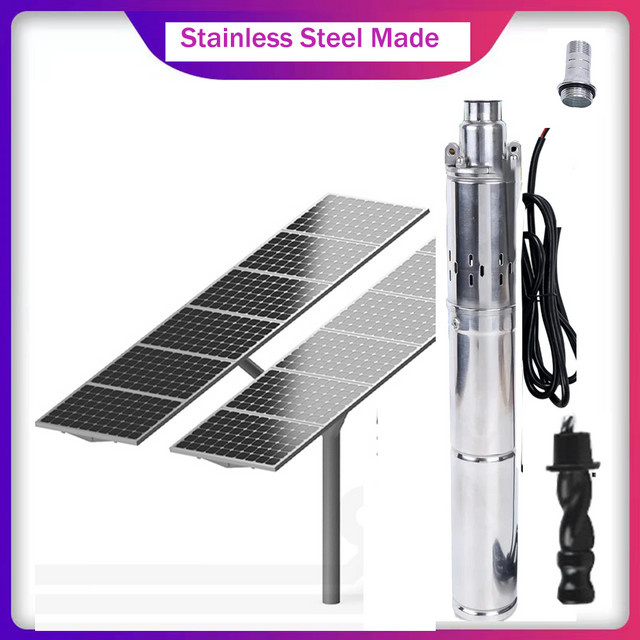 Solar-DC-Wasserpumpe mit MPPT-Funktion, 750 W, 48 V, 1 PS, bürstenlos, 2 Tonnen pro Stunde, silber - Bild 1