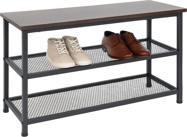 Relaxdays Schuhregal aus Eisen und MDF in Dunkelbraun, B/H/T: 80 x 45 x 30 cm - Bild 1