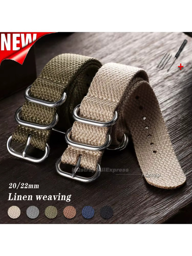 HQstrap Uhrenarmband Textil/NATO, Schwarz, Unisex, 20 mm, 22 mm - Bild 4
