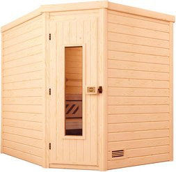 WEKA Massivholzsauna Turku 2 für 6 Personen in Braun inklusive 9 kW Ofen mit integrierter Steuerung - Bild 1