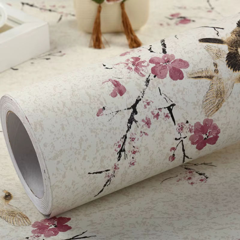 Meihodan Vintage selbstklebende Tapete mit Vogel- und Blumenmuster in Multicolour aus PVC - Bild 2
