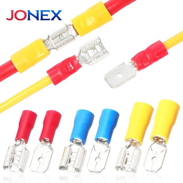 30er Set Jonock Flachsteckhülsen Crimpverbinder Isolierte Elektrische Drahtverbinder in Rot und Multicolour, 6,3 mm - Bild 1