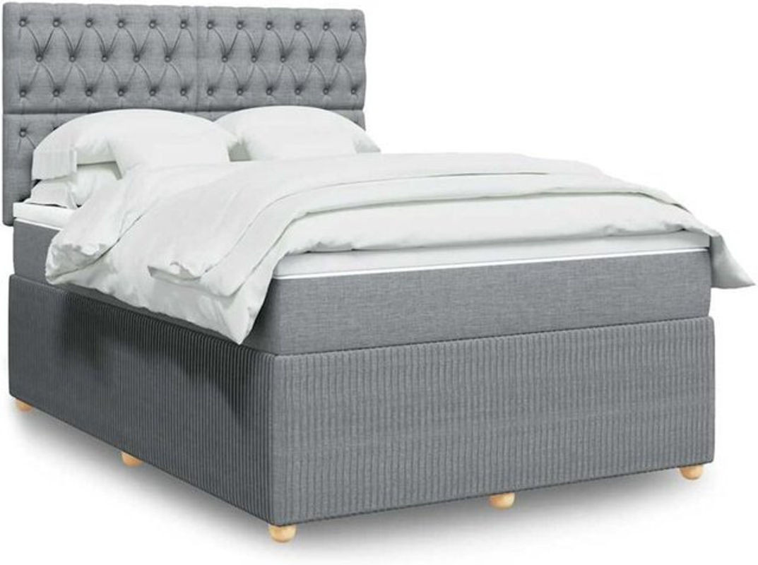 vidaxl Boxspringbett mit Matratze in Grau und Weiß aus Stoff, B/T/H: 140 x 200 cm - Bild 1