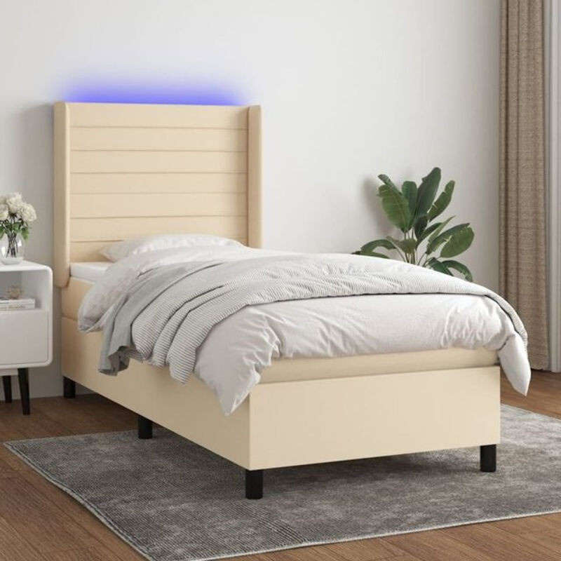 vidaxl Boxspringbett mit Matratze in Creme und Beige aus Stoff, B/T/H: 200 x 80 x 118 cm - Bild 1