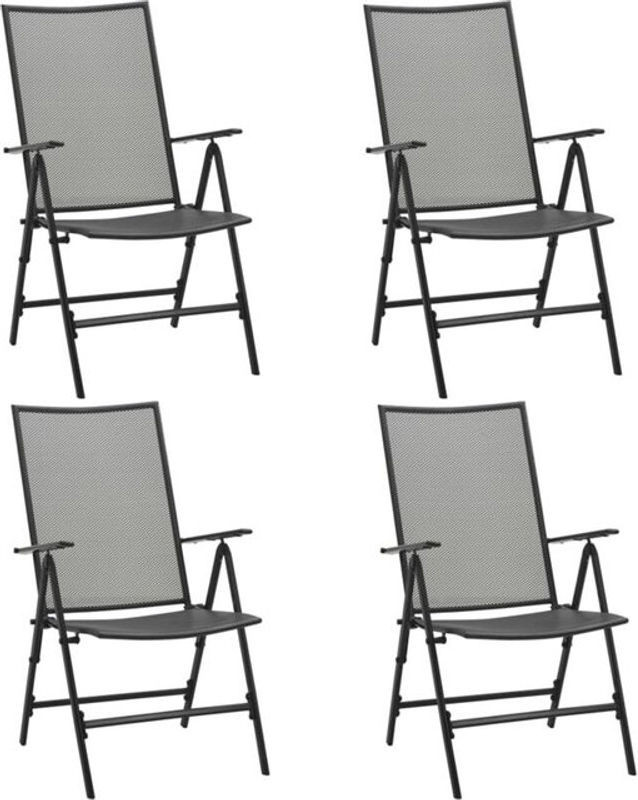VIDAXL 4er Set Klappstühle aus Stahl und Mesh in Anthrazit - Bild 1