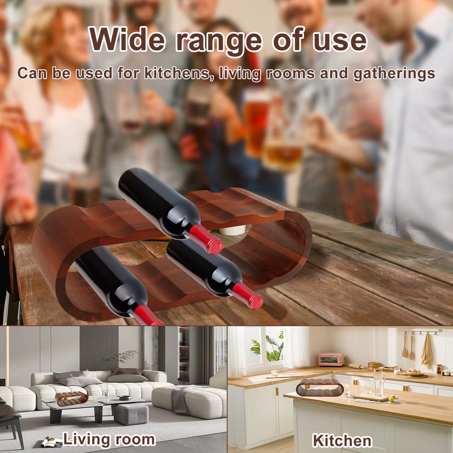Modernes Weinregal aus Holz in Braun mit 2 Ebenen für deine Küche oder Bar - Bild 4