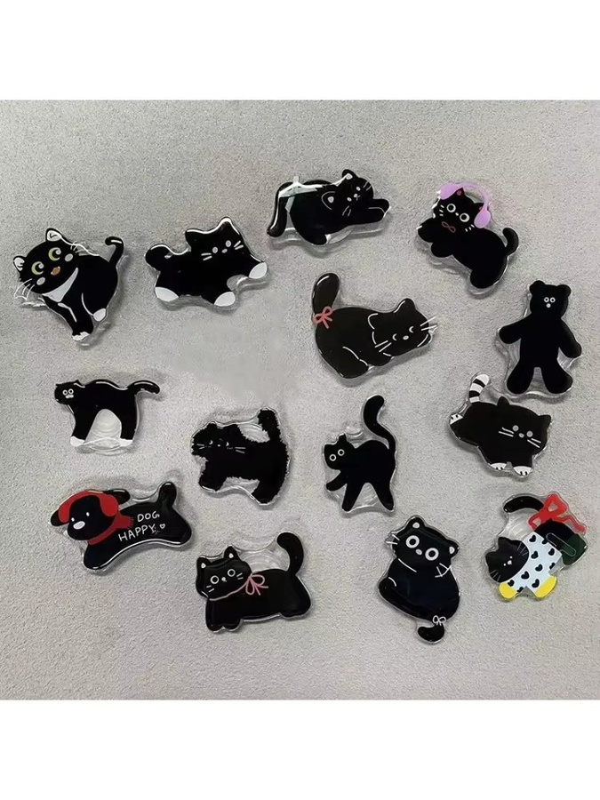 Universal Handyhalter mit Cartoon Blumen-Katzen Motiv aus Acryl als Grip Tok und Fingerring sowie erweiterbarer Ständer für iPhone und Samsung - Bild 3