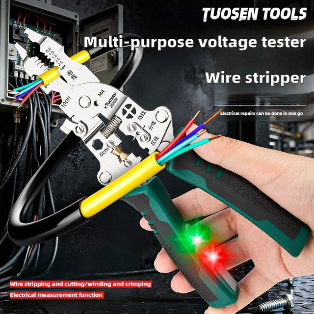 Multifunktionale Abisolierzange von Baolian in Multicolour für Elektriker mit Wickel-, Schnitt- und Messfunktion - Bild 1