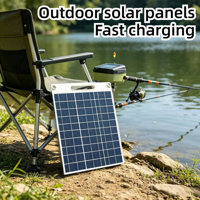 EESBAO Tragbares Solar-Ladegerät für den Außenbereich mit Dual-USB und schnellem Aufladen, Wasserdichtes Solarpanel für Camping und Wandern - Bild 1