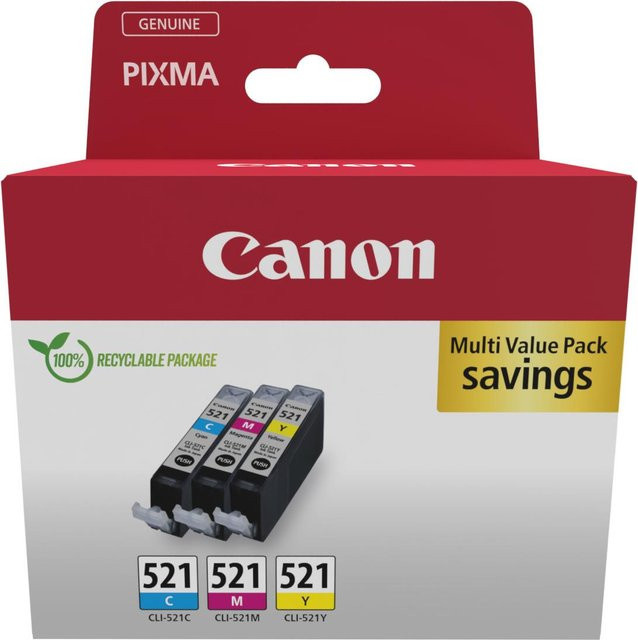 Canon CLI-521 Multipack Tintenbehälter 3er-Pack mit Cyan, Magenta und Gelb für PIXMA Drucker, 9 ml pro Kartusche - Bild 2