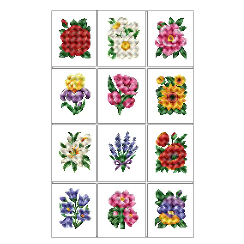 Huacan 12er Set 5D DIY Diamantmalerei Rose Blumen Mosaik Stickerei in Mehrfarbig - Bild 4