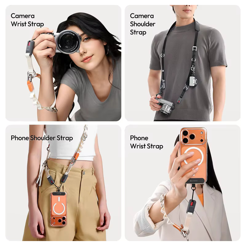 Ulanzi YF01 Y-Flex Strap Kamera und Telefon Schultergurt mit Handschlaufe und USB-C Datenübertragungskabel in Schwarz oder Orange - Bild 3