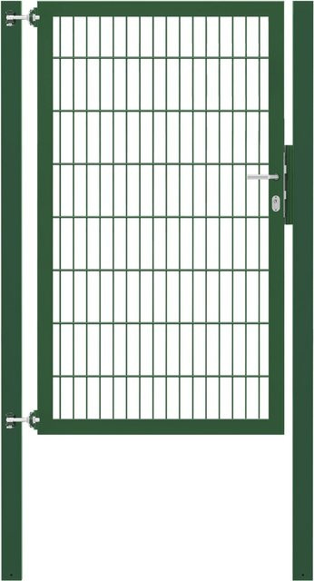Einzeltor Flexo Plus in Grün mit Pfosten aus Stahl, Breite: 100 cm, Höhe: 160 cm, Pfosten B/T: 80 x 80 cm - Bild 1
