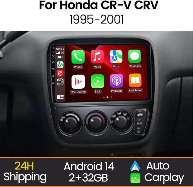 MEKEDE Drahtloses Carplay und Android Auto Multimedia Radio für Honda CR-V 1997-2001 in Schwarz - Bild 1