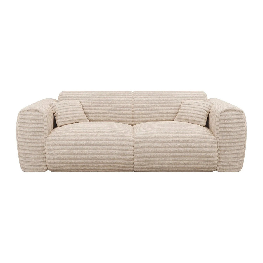 Vente-unique Schlafsofa Pognia in Beige mit Cord-Bezug und Armlehnen, Breite: 216 cm - Bild 2
