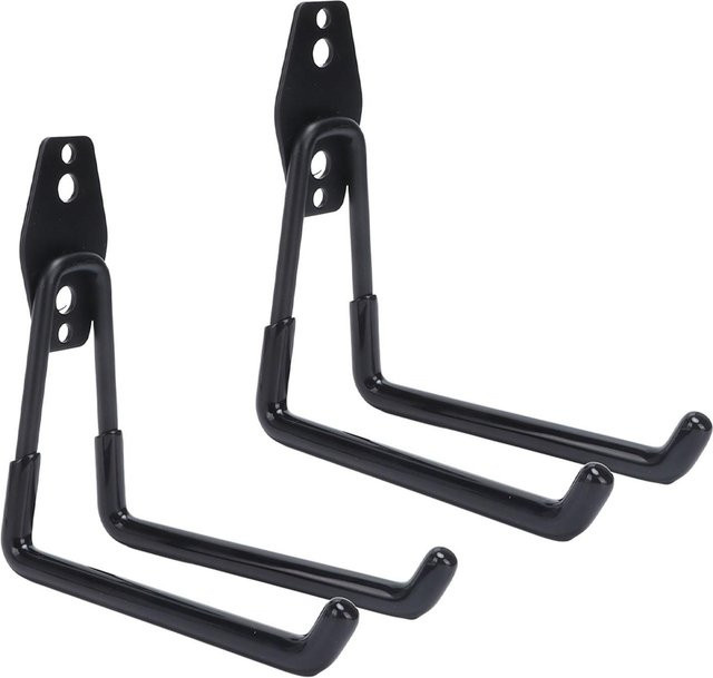 Fishine Garagenhaken Set aus Stahl in Schwarz, 2 Stück Wandmontage Organizer mit 2 Haken, Breite: 13 cm - Bild 1