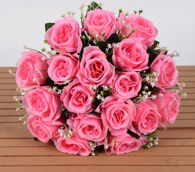 Angunda Kristallgras-Bouquet mit 18 Köpfen, simulierte Rosen in Rosa für deine Heimdekoration - Bild 1