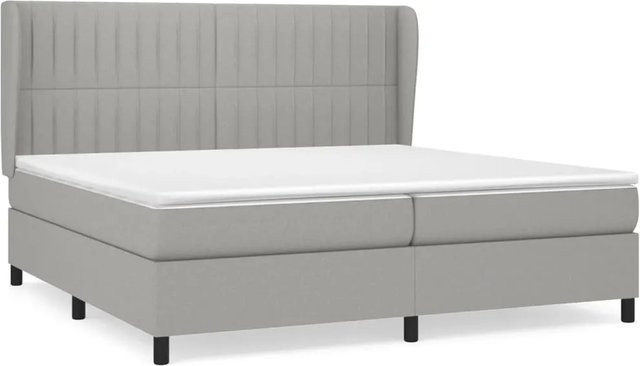 vidaXL Boxspringbett Hybrid mit Matratze und Taschenfederkern, Hellgrau, B/T/H: 200 x 200 x 203 cm - Bild 1