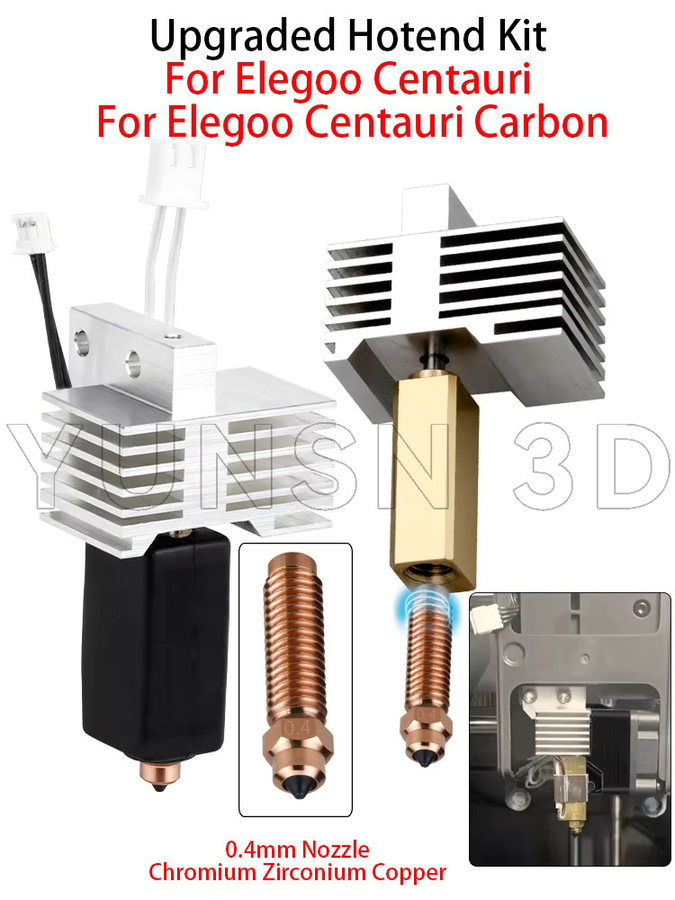 Elegoo Hotend Kit für Centauri Carbon mit abnehmbarem Heizblock und Zirkonium-Kupfer-Düse in Silber - Bild 5