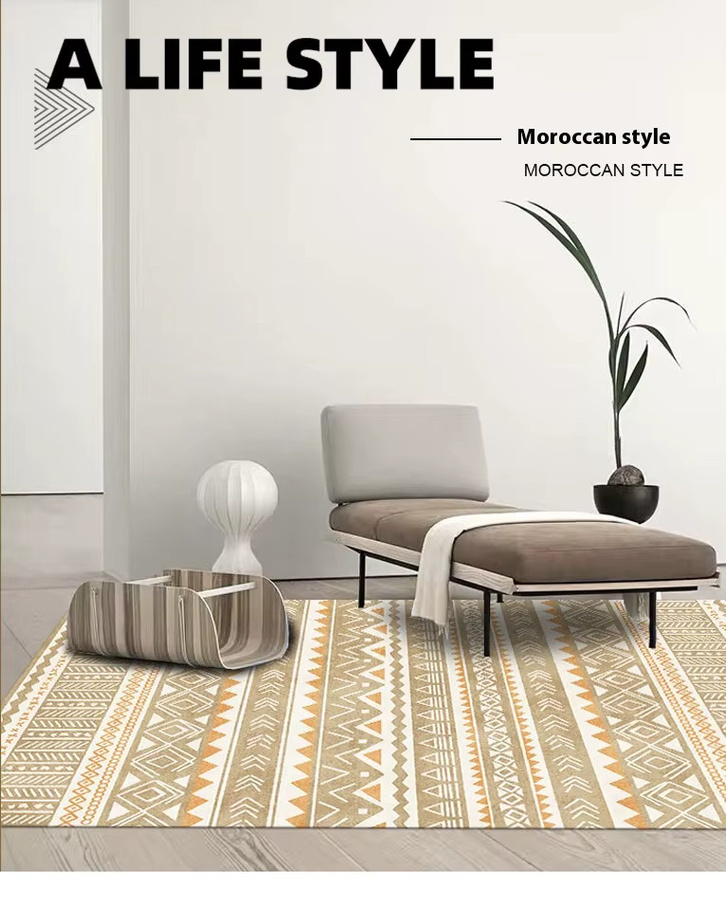 VIKAMA BOHO Kristall-Samt-Teppich in Beige, waschbar und schmutzabweisend, B/T: 160 x 120 cm - Bild 2