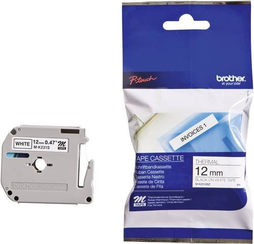 Brother Schriftbandkassette P-touch M-K231S, Farbe: Weiß, Schriftfarbe: Schwarz, Breite: 12 mm, Länge: 4 m - Bild 1