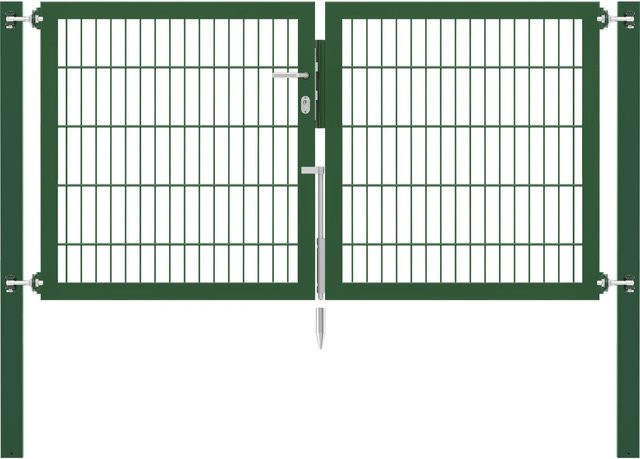 Doppeltor Flexo Plus in Grün aus Stahl mit Pfosten, Breite: 200 cm, Höhe: 100 cm, Pfosten: 80 x 80 cm - Bild 1