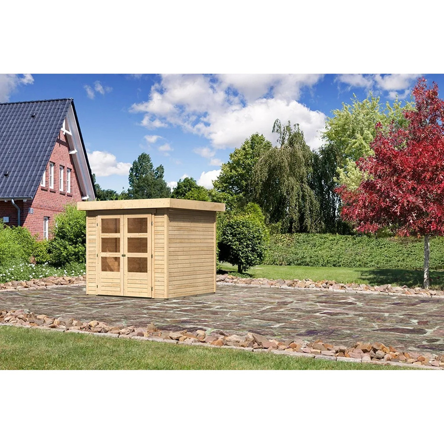 Karibu Holz-Gartenhaus Raala in Natur mit Pultdach und modernem Design, B/T/H: 211 x 209 x 209 cm - Bild 2