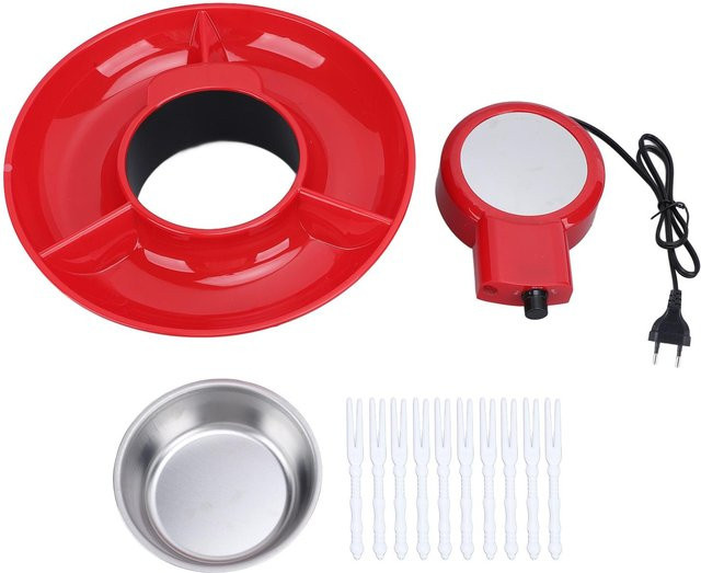 Elektrisches Schokoladenfondue-Set von OutsideWorld in Rot mit 10 Gabeln und 25W Leistung - Bild 1